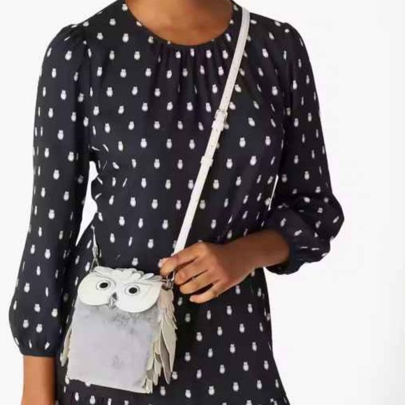 NWT Kate Spade Hoot Gray 3D Owl Crossbody Bag (New) Beautiful! - Picture 6 of 7